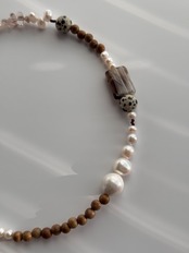 Brown wood × Pearl Necklace［GSN097］
