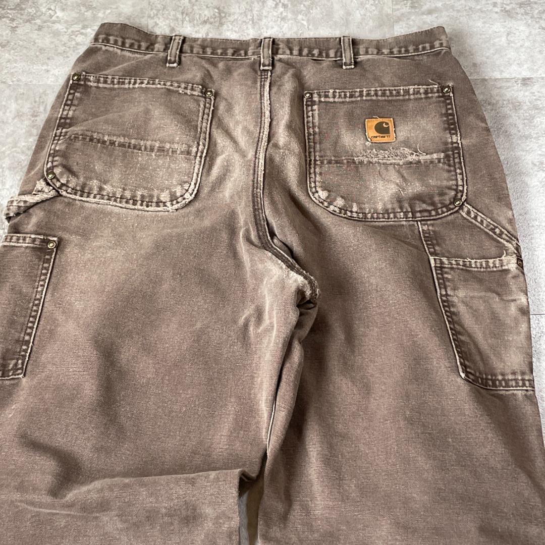 00s USA生地製 ダークブラウン ダブルニー Carhartt 36×34 | ib2