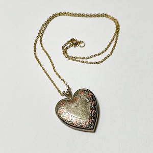 Vintage Goldwash Sterling Heart Locket Pendant Necklace