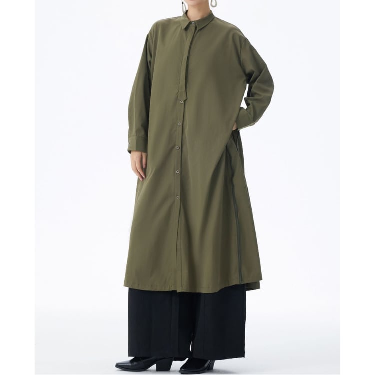 カジュアルジップデザイン羽織コート風ワンピ ◆2col R30086