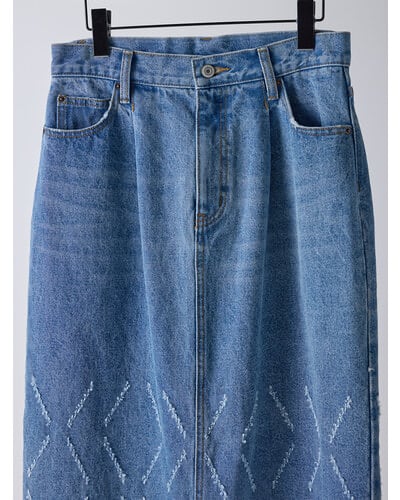 【YENN】LASER CUT DENIM SK