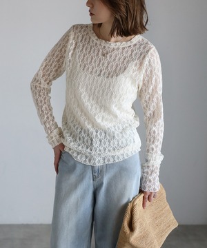 メローレースクルーネックプルオーバー【t-10439】.