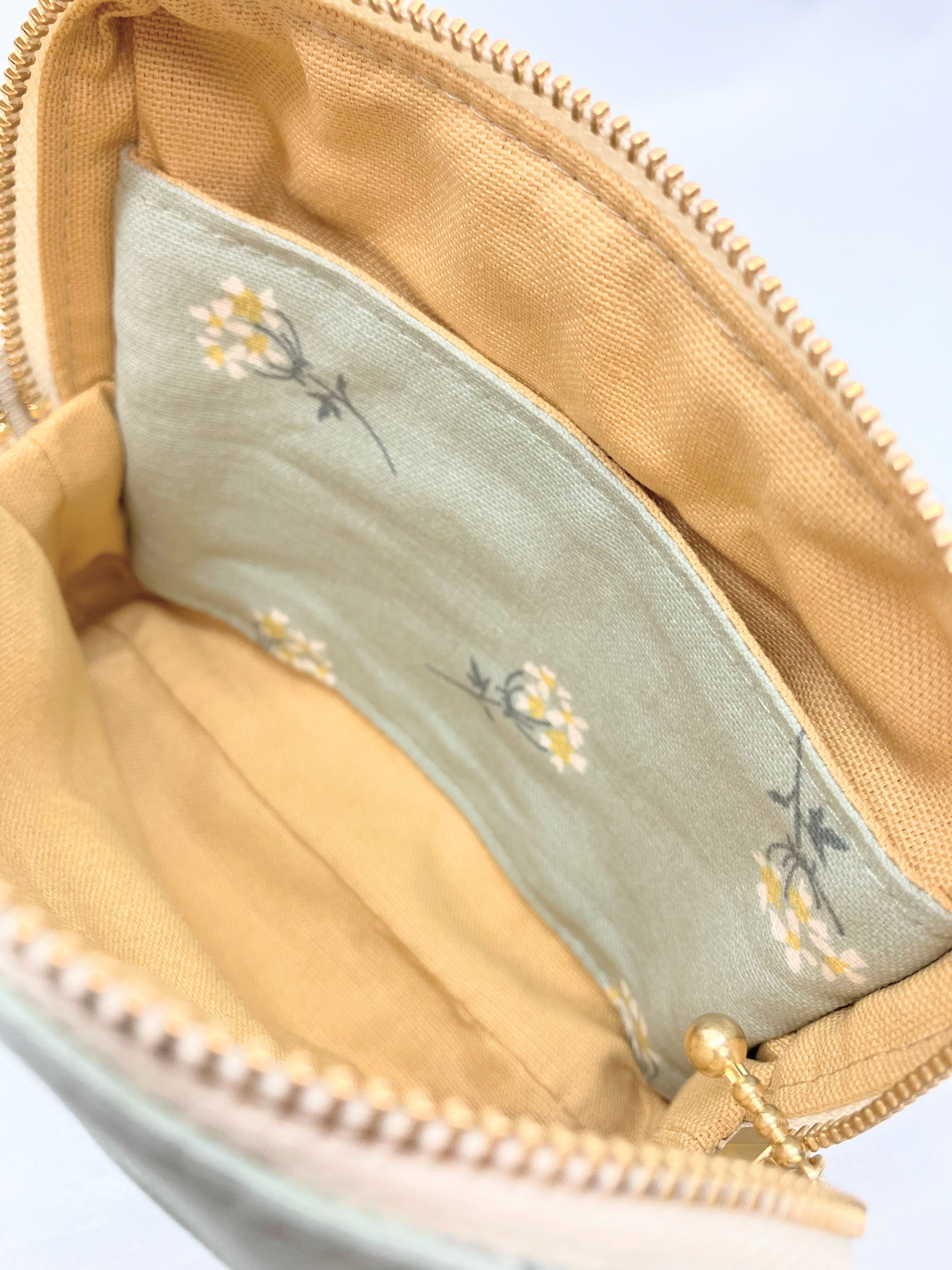 ポケットティッシュケース付き スクエアポーチ ミントフラワー