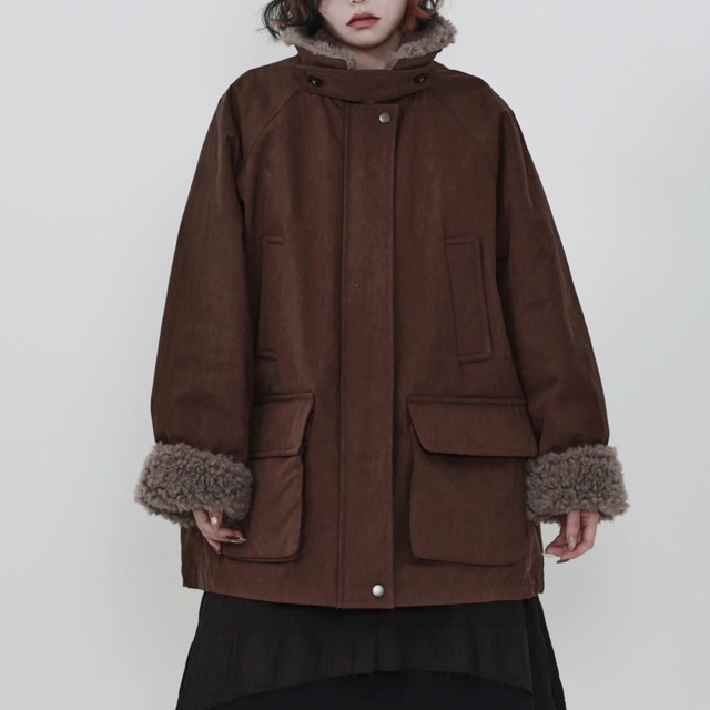 パッチポケット付き ヒップ丈 ジップアップ ダウンジャケット 2color JK0326