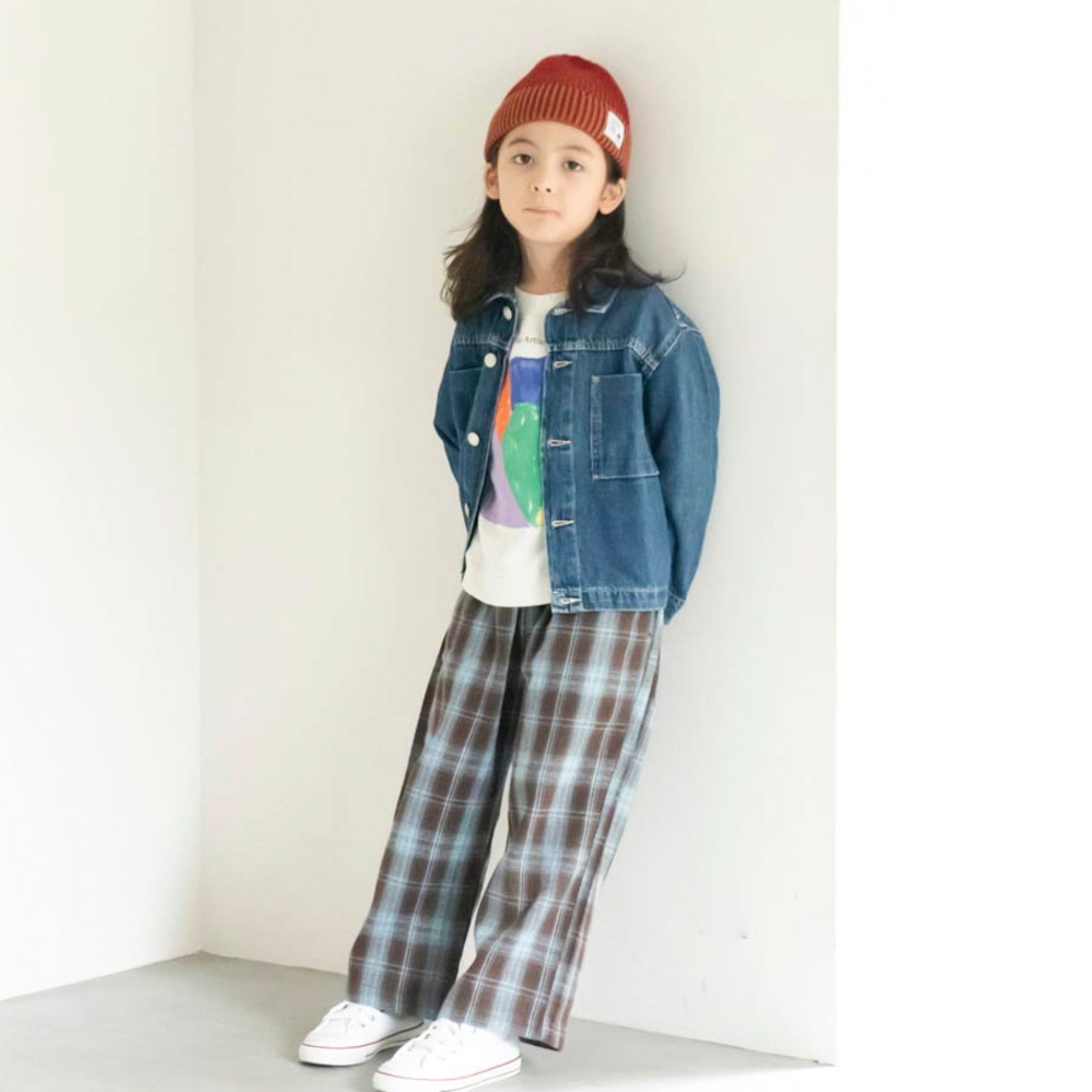 ニットキャップ【ストライプレッド】52cm ブランド 子供 帽子 男の子 女の子 男女兼用 日本製 冬 キャップ ハット ビーニー キッズ ギフト