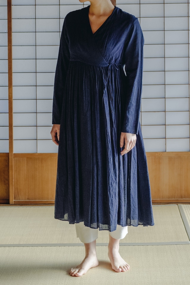 YAECA khadi ｜ラップギャザードレス 徳島藍