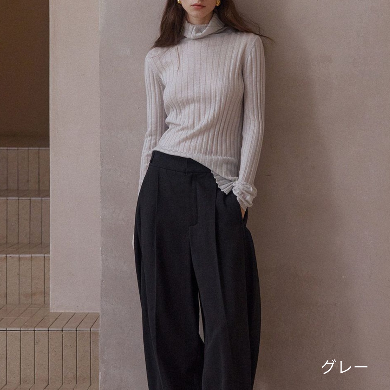 Rib Side Slit Tops T4078