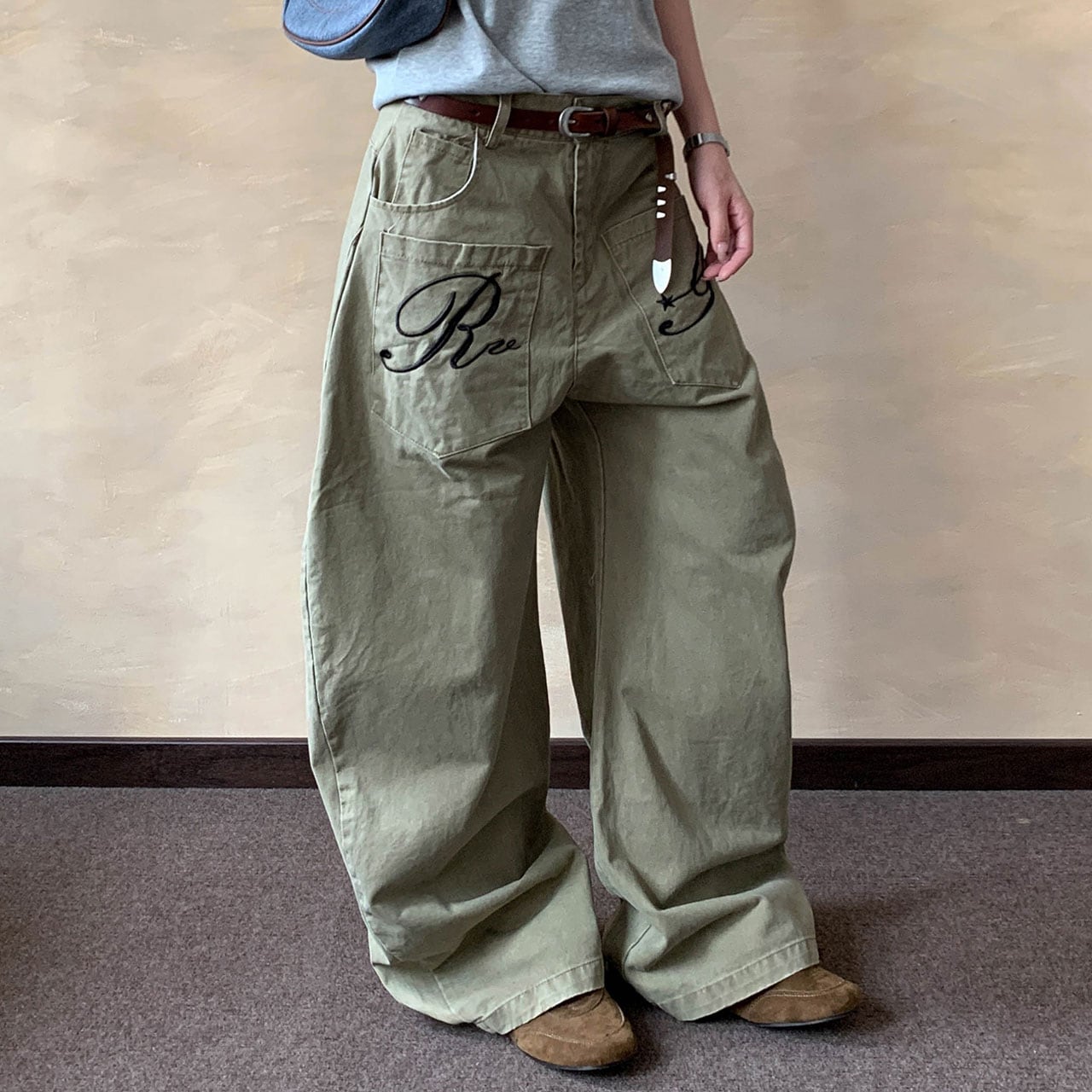 ロゴポケットカーゴワイドパンツ 2col R00762