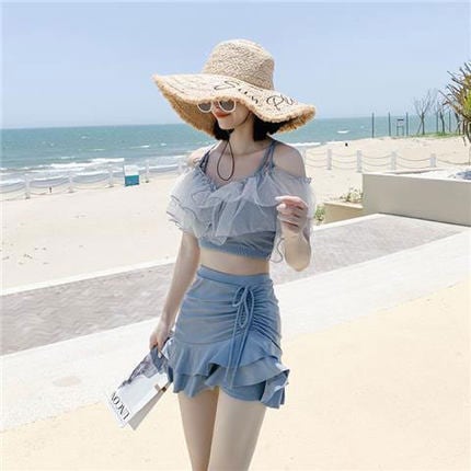 バックレース水着 ビキニ スイムウェア セパレート 上下セット 3点