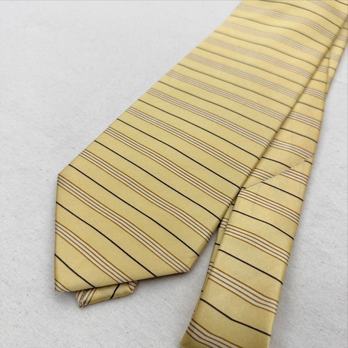 LAMER TIE  necktie ネクタイ　黄色　ストライプ　ボーダー　n-395