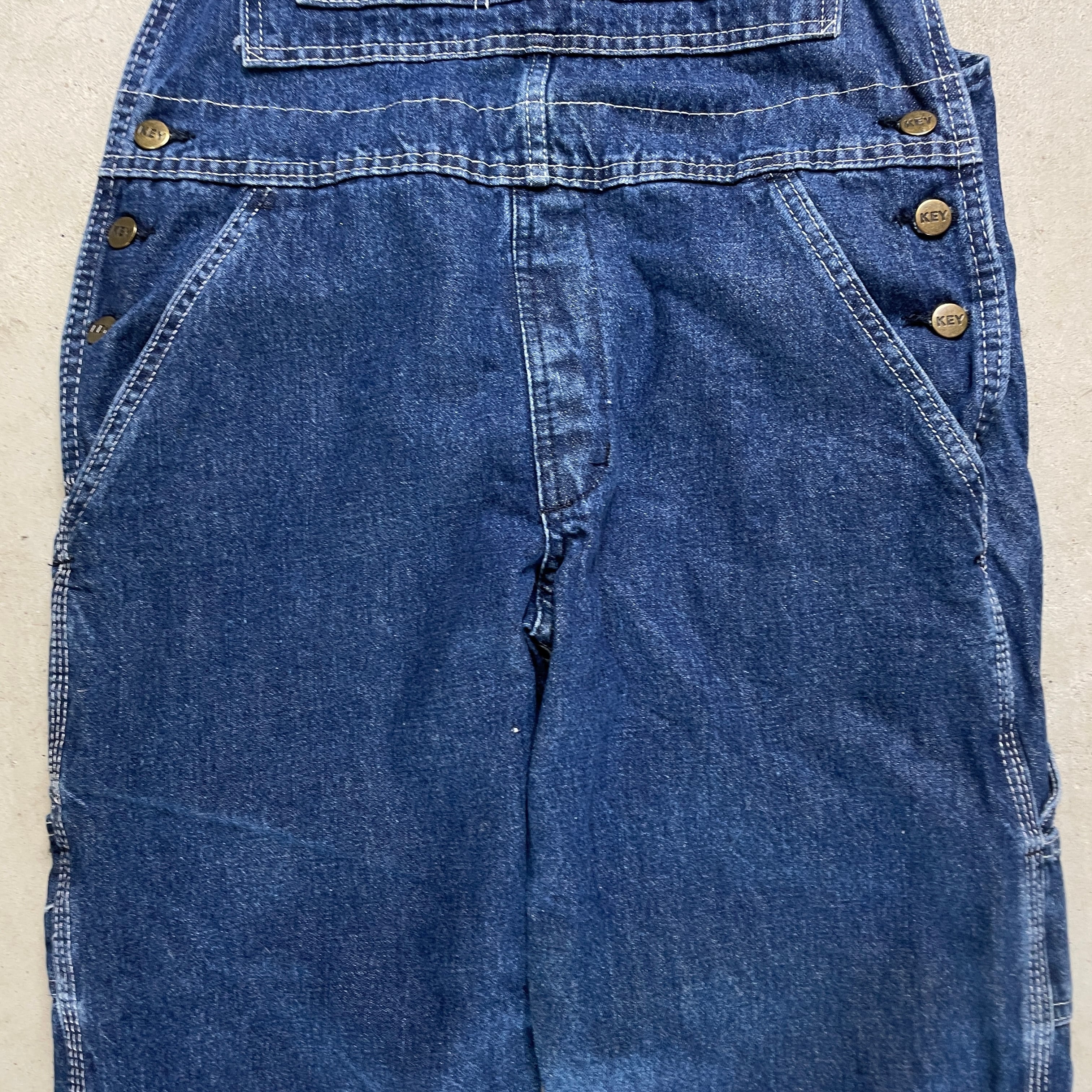 KEY キー デニム オーバーオール レディースL XL相当 古着 濃紺