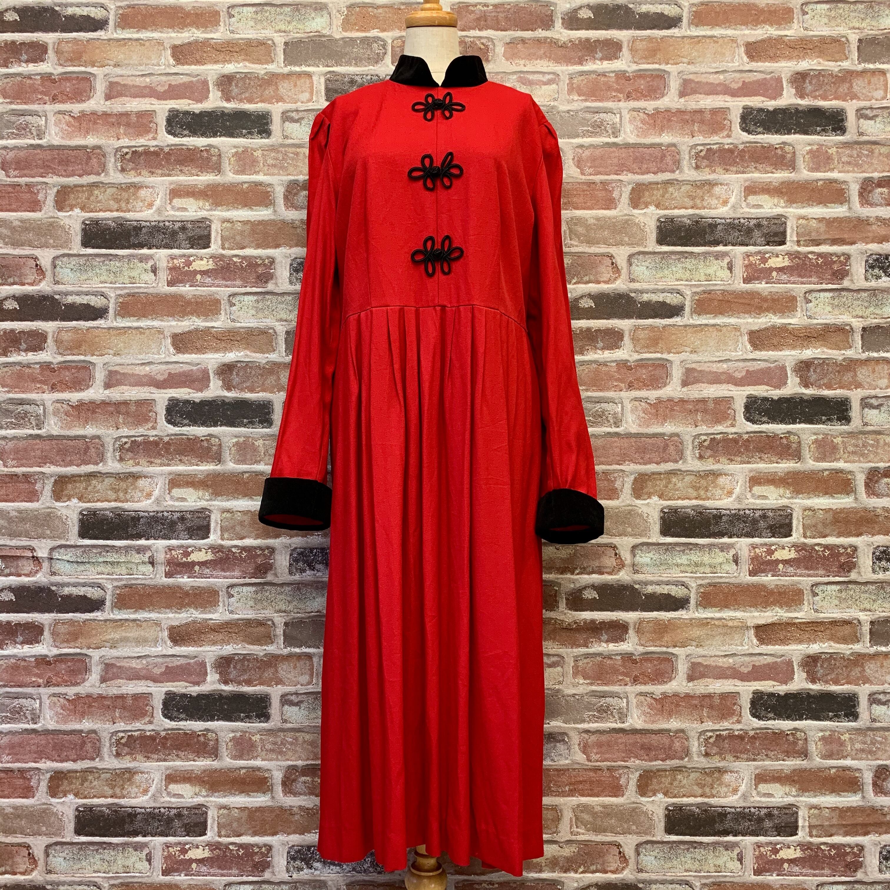 MADE IN U.S.A China Button Red One-piece