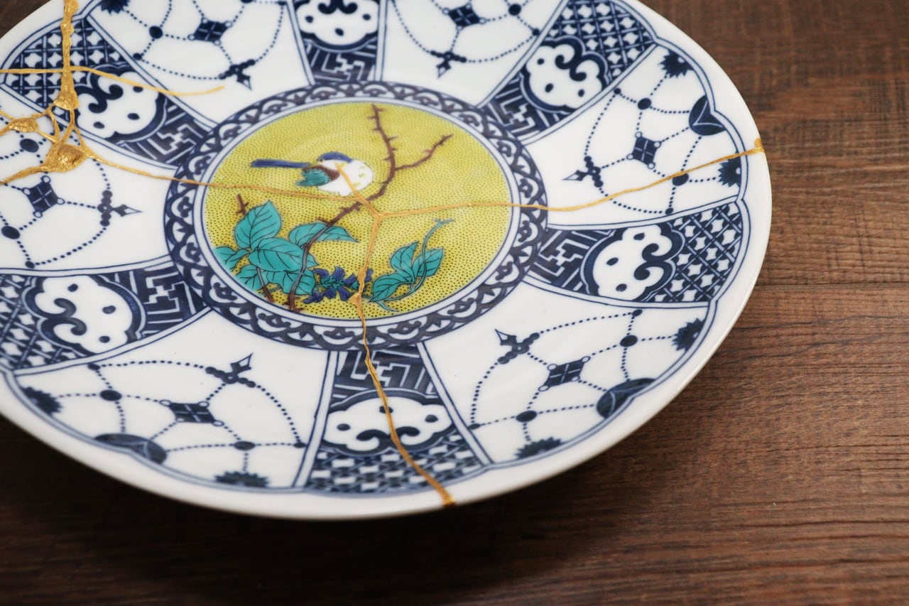 金継ぎ 九谷焼 中皿（7寸） | KIWA's