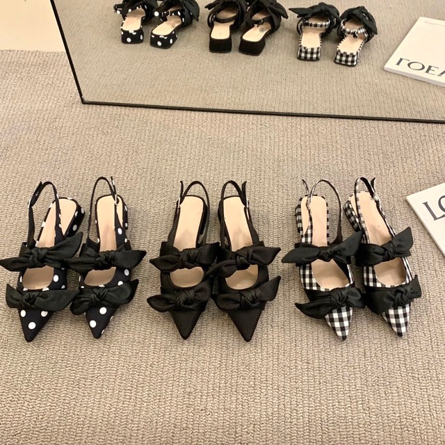 Double ribbon pumps(Dot・Black ・Gingham)