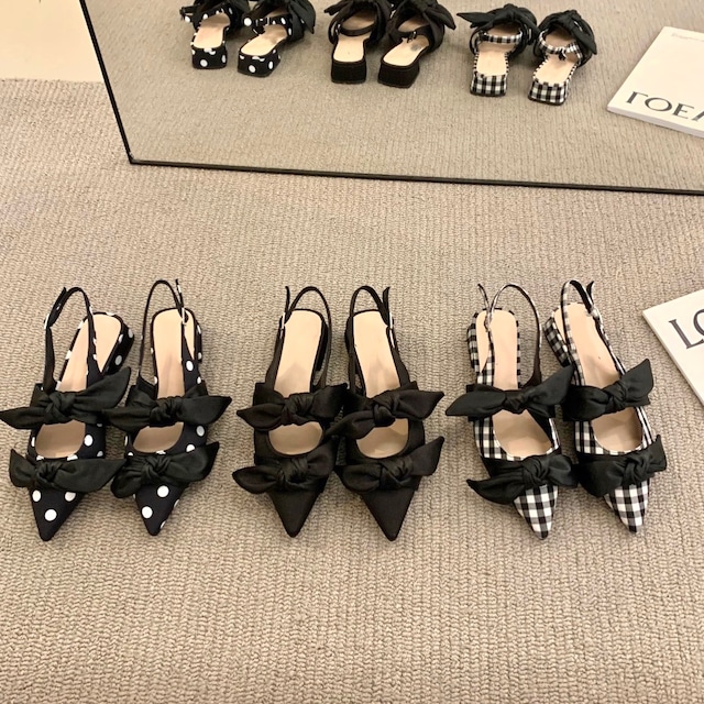 Double ribbon pumps(Dot・Black ・Gingham)