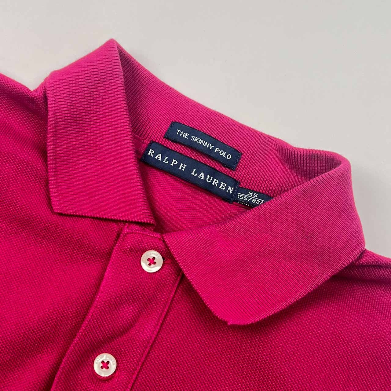 RALPH LAUREN ラルフローレン THE SKINNY POLO 鹿の子 半袖 ポロシャツ XS(155/80A)/赤紫系 レディース