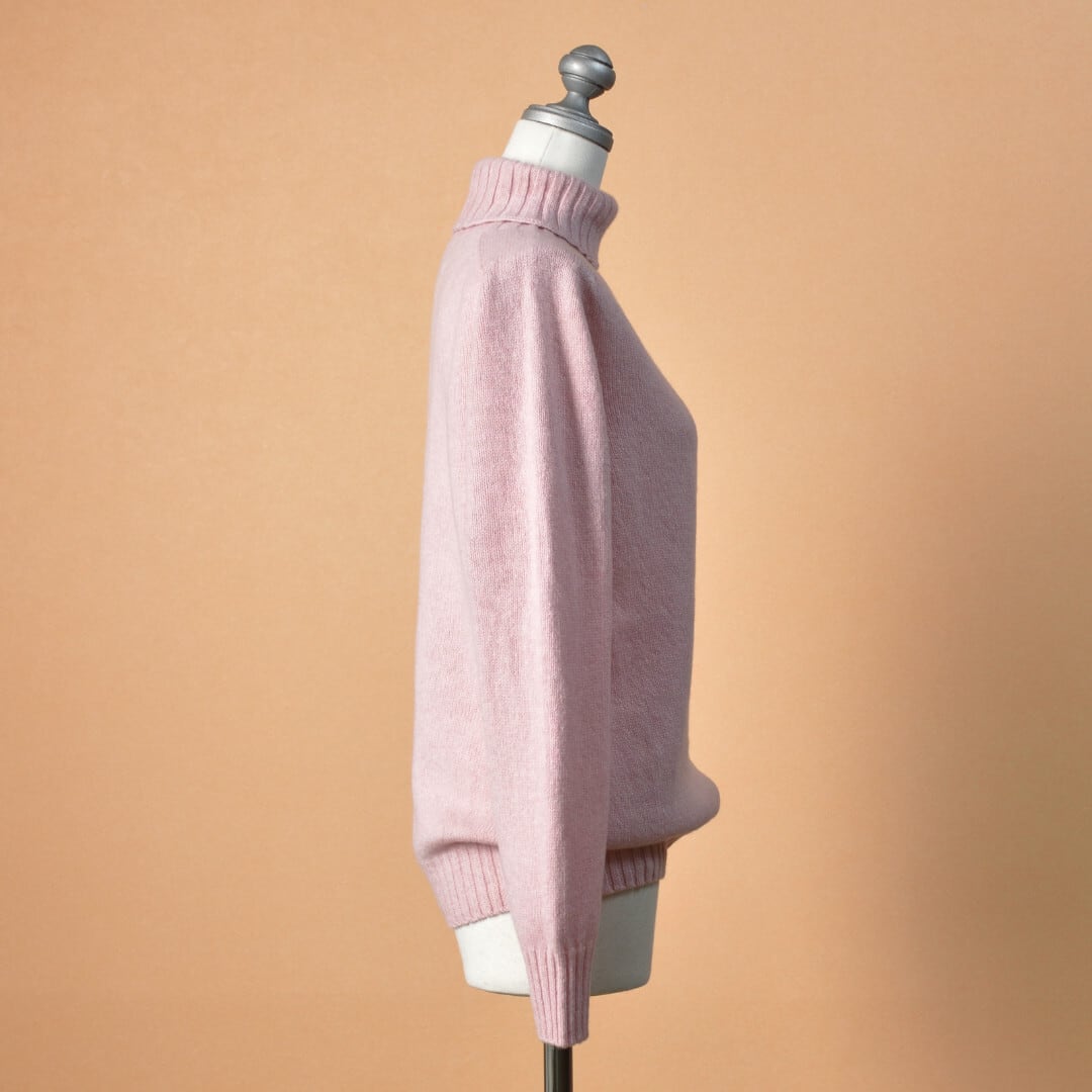 ARMEN アーメン  ラムウールポロネックラグランニット・ライトピンク【送料無料】