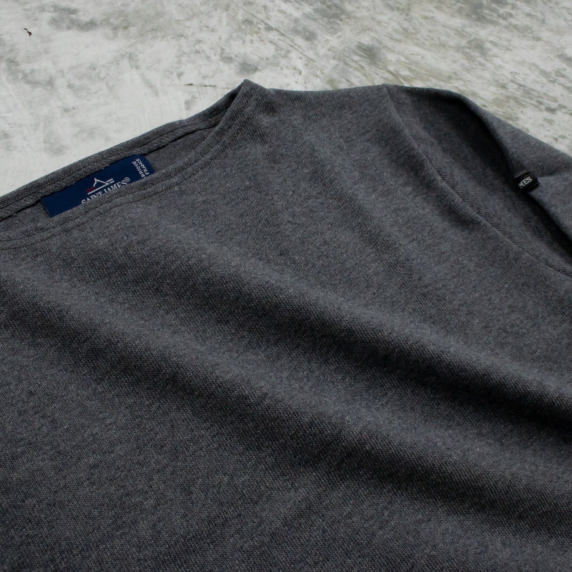 セントジェームス SAINT JAMES 無地ボートネックシャツ(OUESSANT)ACIER【レターパックプラス可】