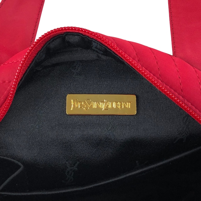 Yves Saint Laurent イヴ・サンローラン ハンドバッグ レッド YSL ナイロン ミニボストン vintage ヴィンテージ オールド ebzsxr