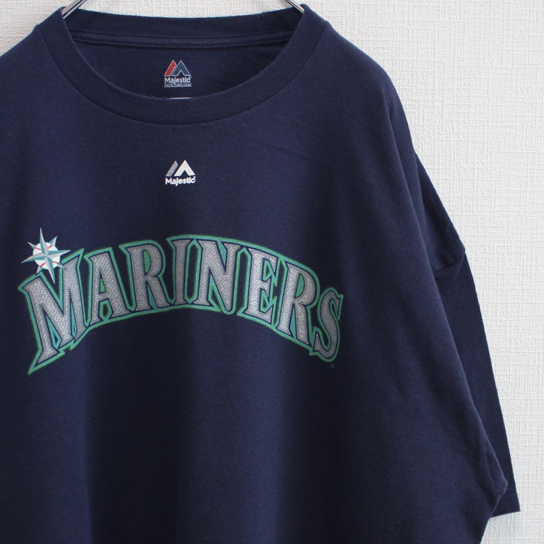 USA製90'sMajestic シアトル マリナーズ 濃紺 古着ゲームシャツ