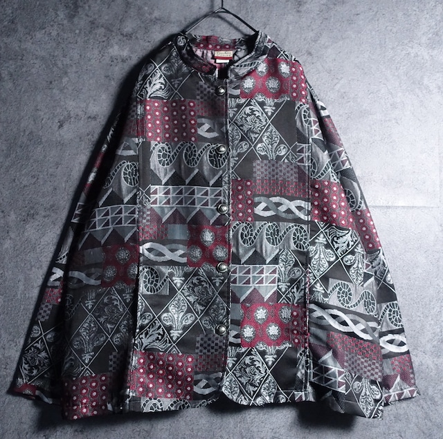 “Tudor Court” Multicolor Geometric Design Jacquard Jacket