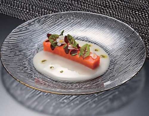 　ガラス　静波プレート270透明/縁金