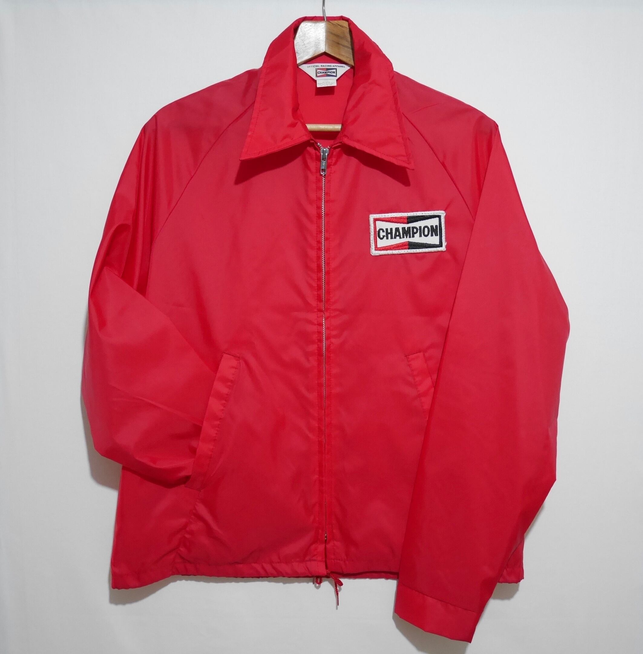90s CHAMPION SPARK PLUG ナイロンジャケット 赤 古着 【公式通販】