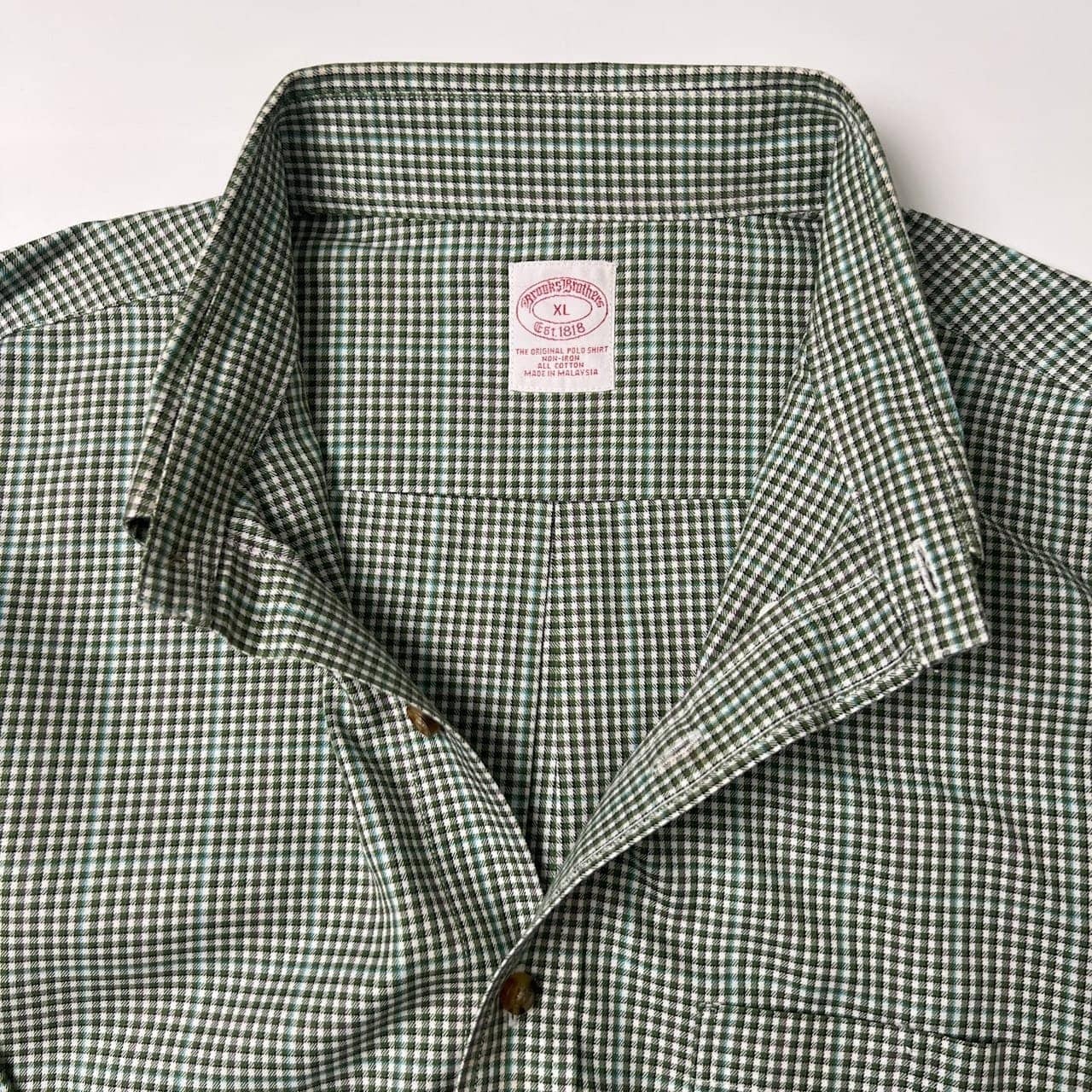 Brooks Brothers ブルックスブラザーズ チェック柄 ノンアイロン BD 長袖シャツ XL/グリーン 系