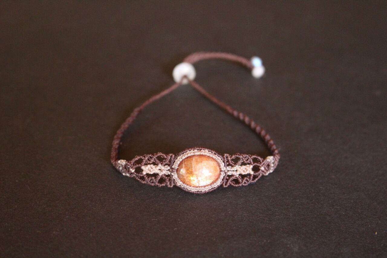 Sunstone micro macrame bracelet
