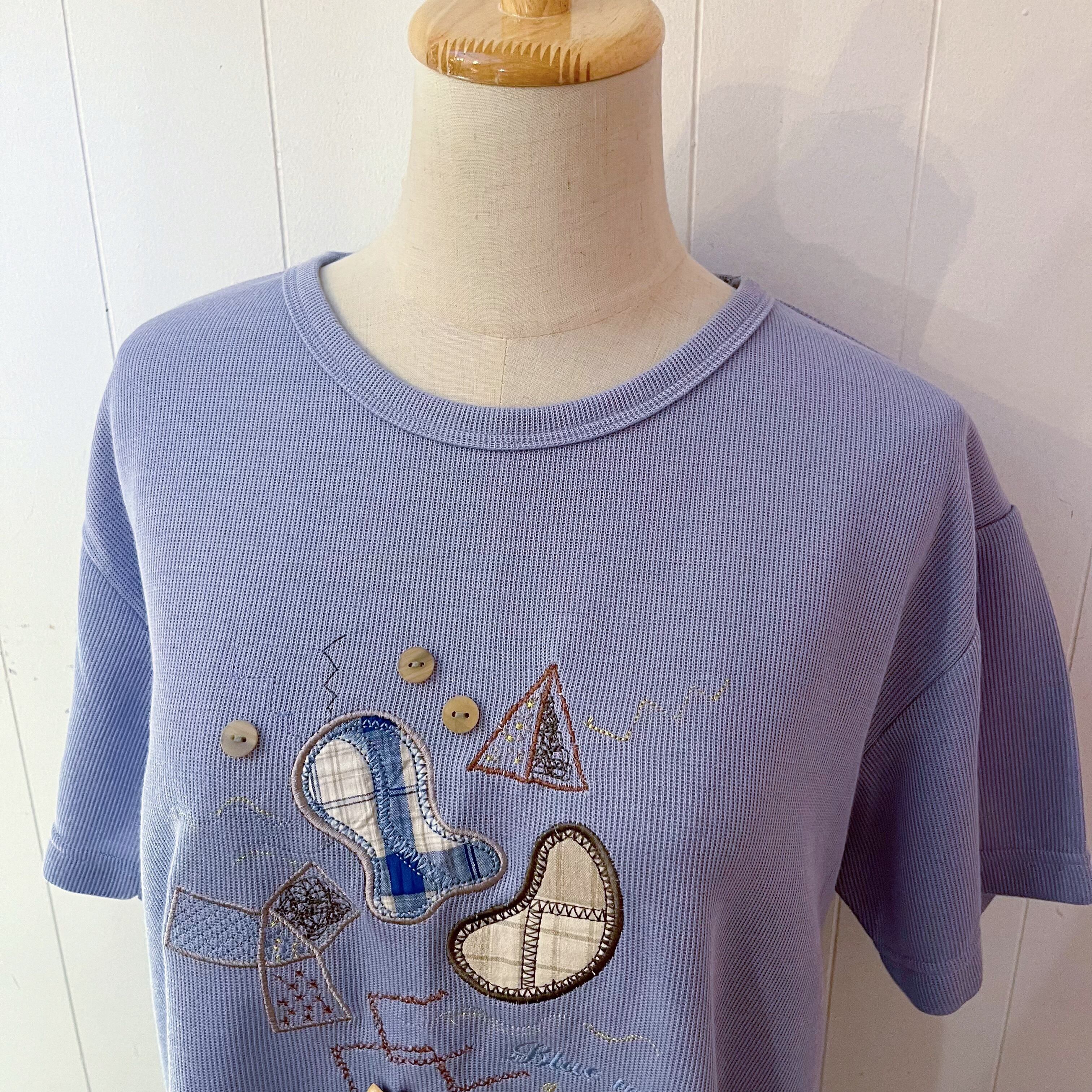patchwork stitch knit T-shirt