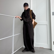 裏起毛ハーフZIPショート丈PK/ダークブラウン