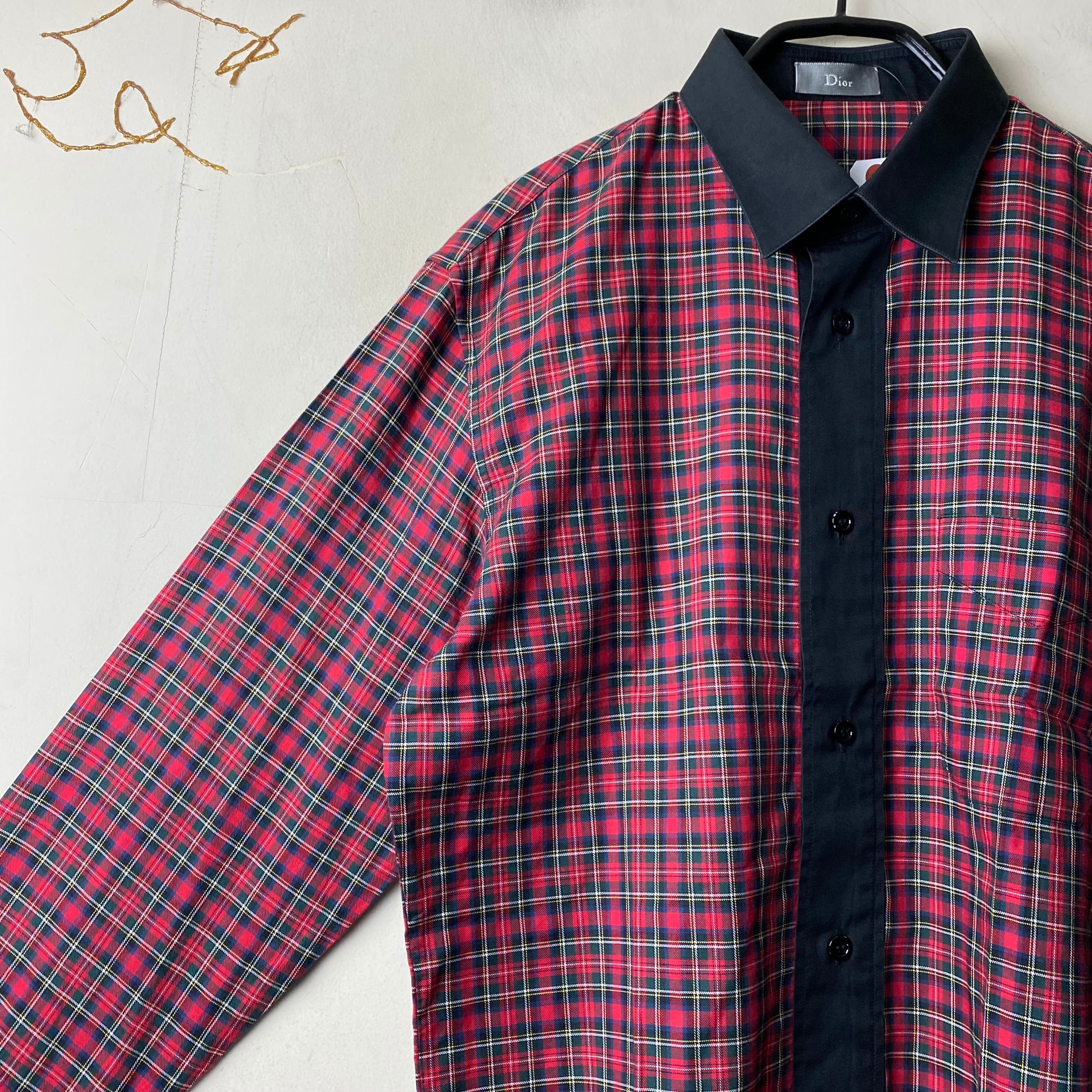 2005AW DIOR HOMME check pattern cleric shirt | NOIR ONLINE