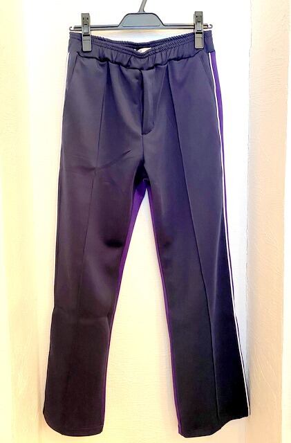 Asymmetric Color Design Jersey Semi-Flared Pants Navy | 武蔵小杉の ...