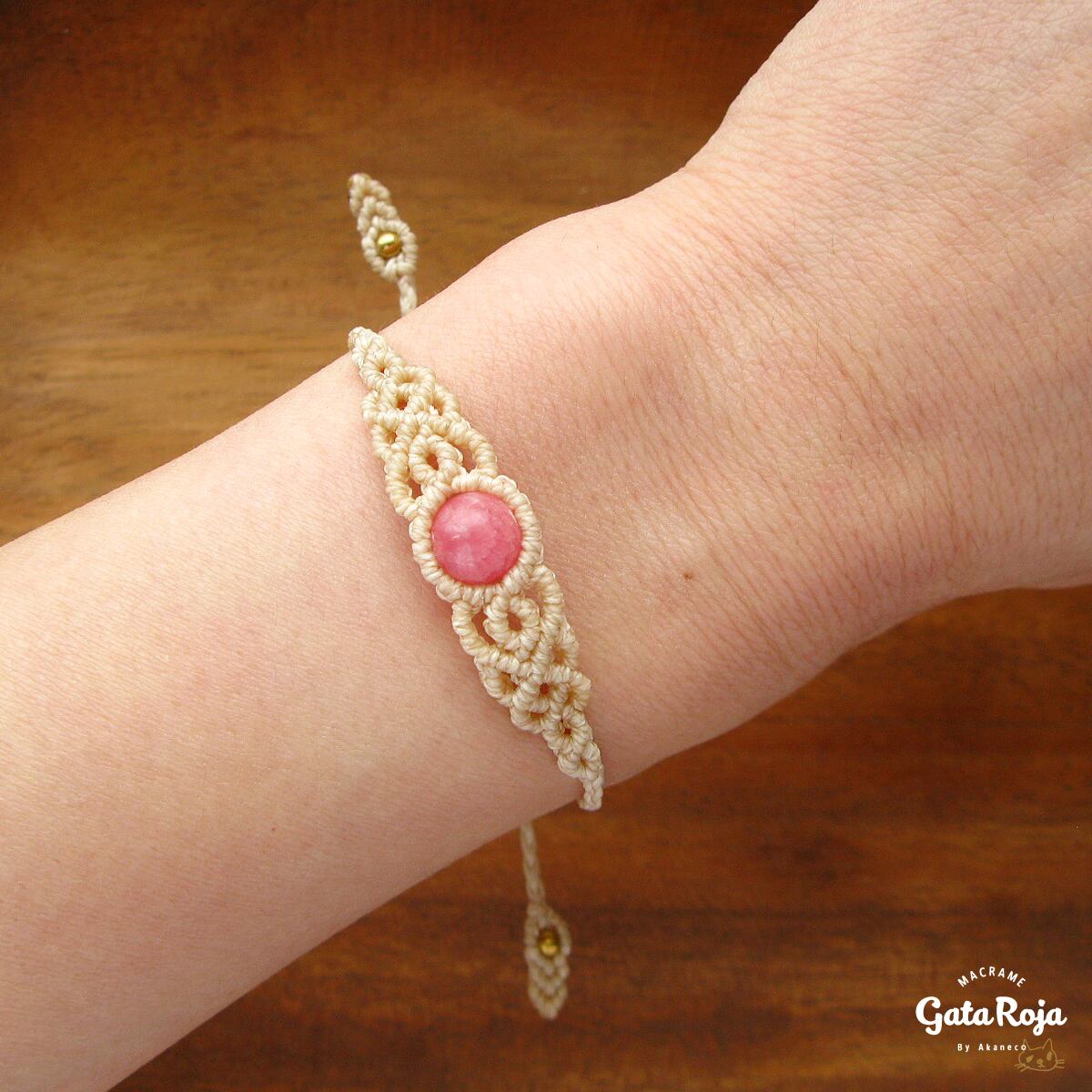 インカローズ　マクラメブレスレット インカローズ／マクラメブレスレット - 天然石＋マクラメ