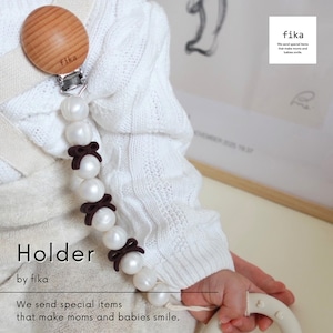 【NEW】holder ribbon pearl|通常2,420円→クーポンで2,000円!おしゃぶりホルダー/マルチホルダー/歯固めホルダー/トイホルダー)