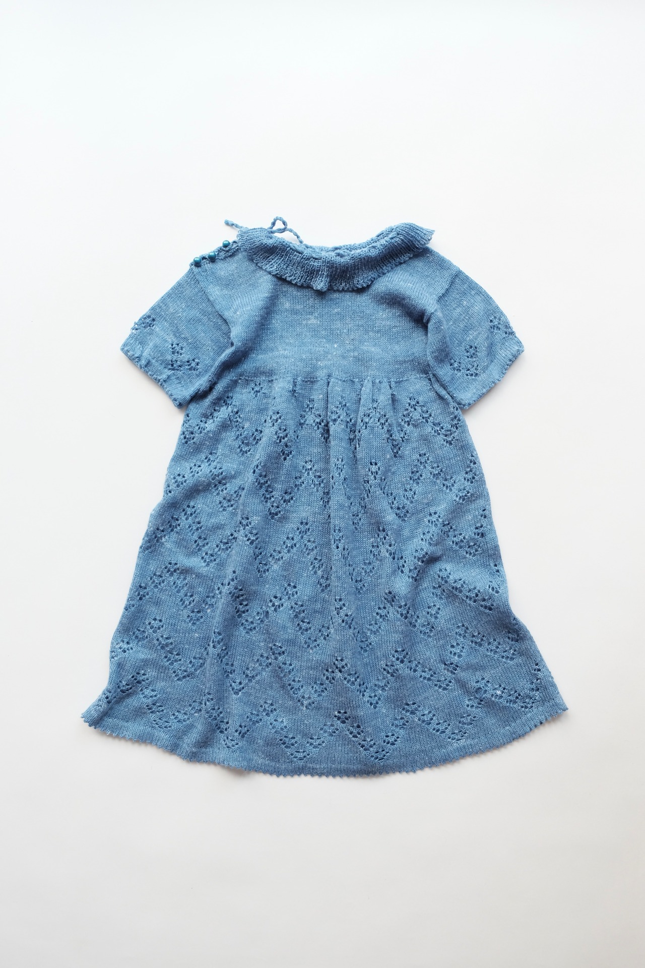 【Kids】Softly knitted blue dress