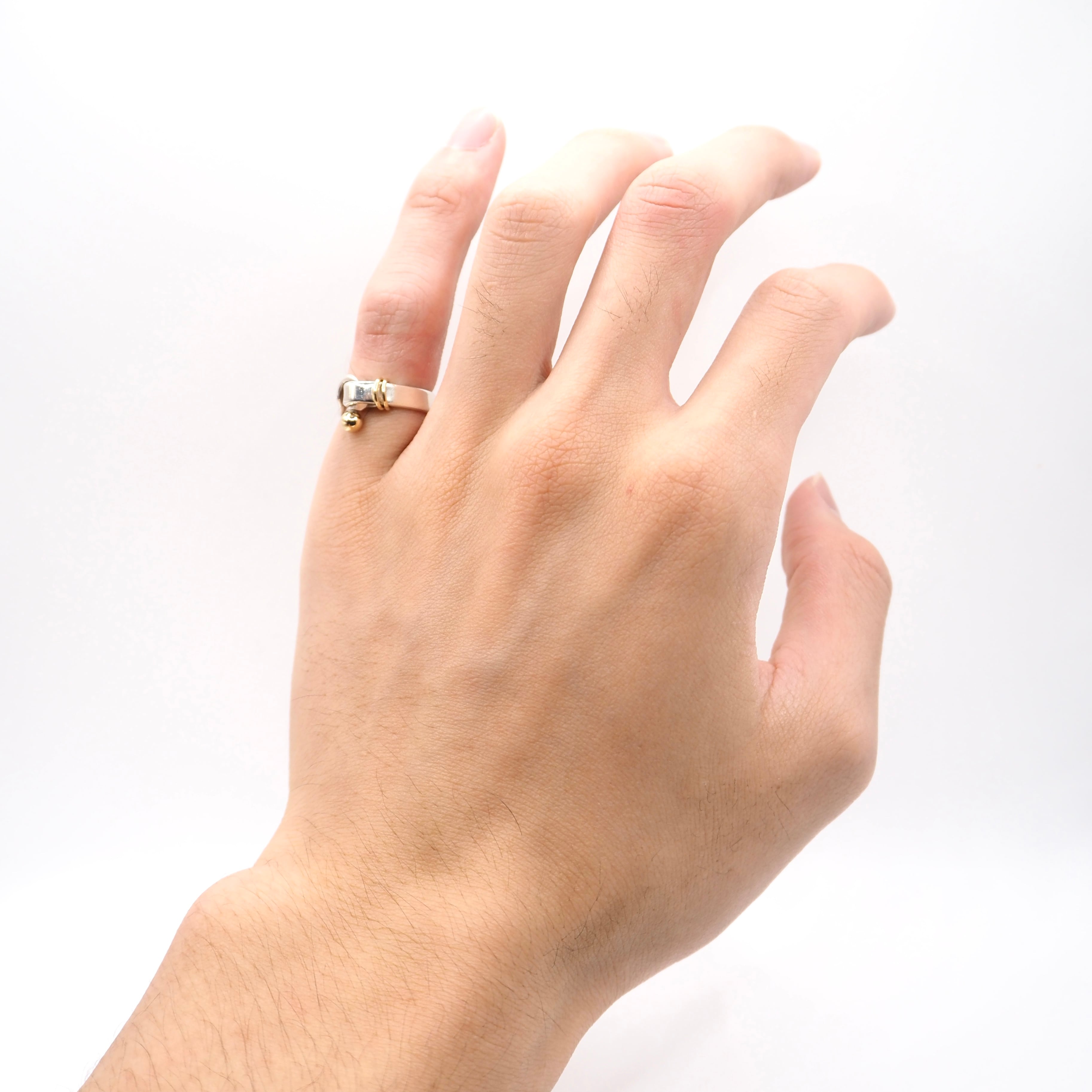 Tiffany&Co. 約9号 フック&アイ コンビ リング シルバー925 K18