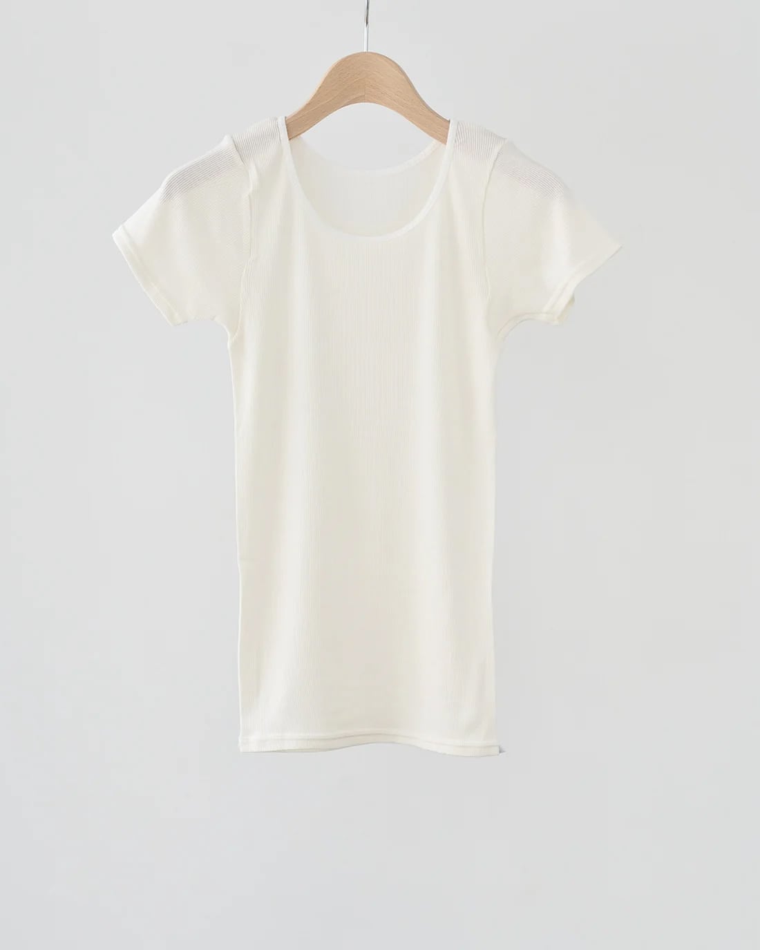 シルク100%リブフレンチスリーブ / パールホワイト / くらしきぬ