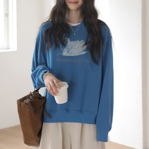 swan logo graphic fleece sweatshirt