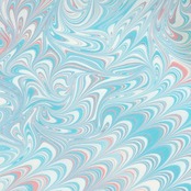 ❤︎リバーシブル半巾帯 　ハート墨流し［ Blue ピーコック］