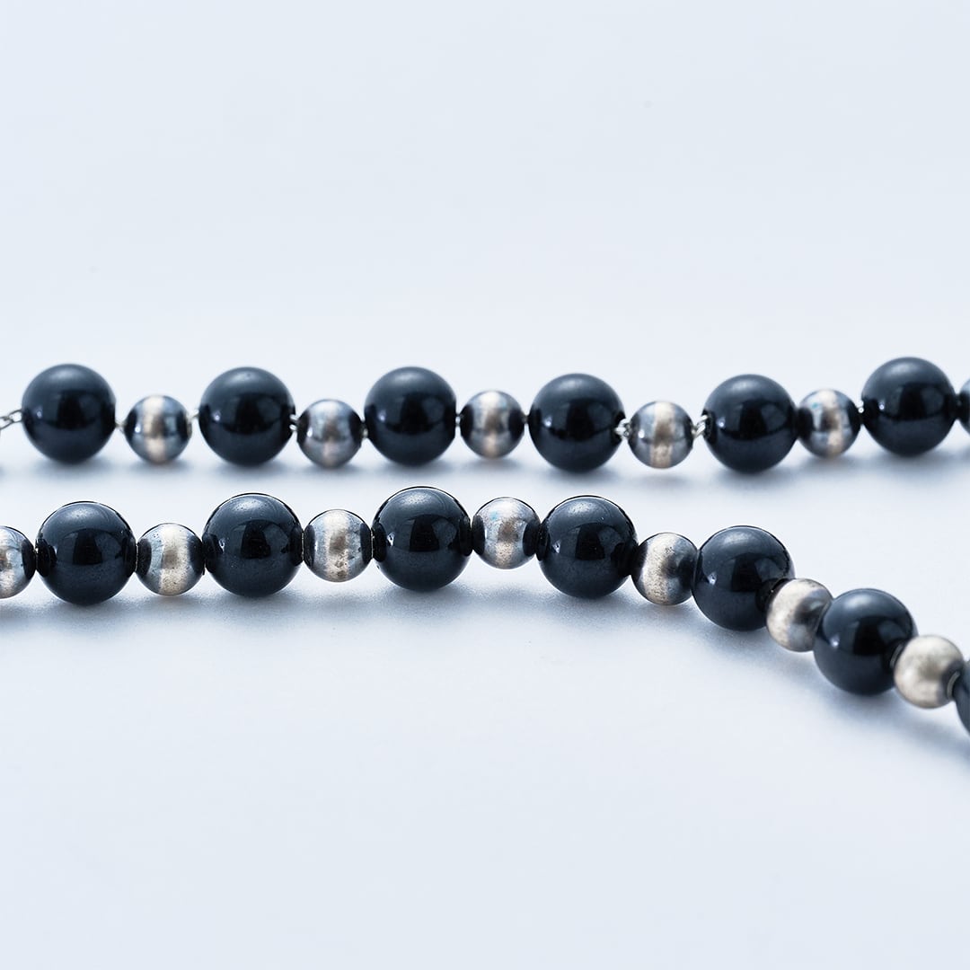 C-049 Navajo Pearl Necklace(Black Tourmaline) (47cm) | WAKAN