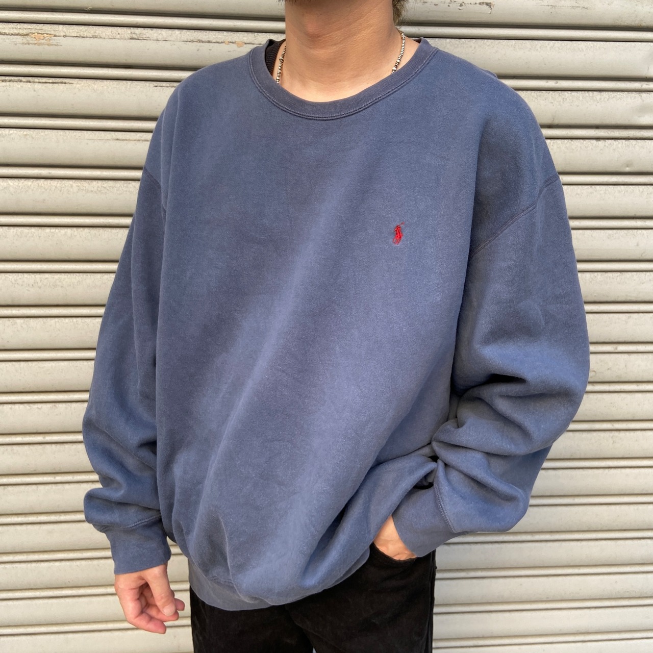 90s ラルフローレン ワンポイントロゴスウェット ポニーマーク 紺系 XL