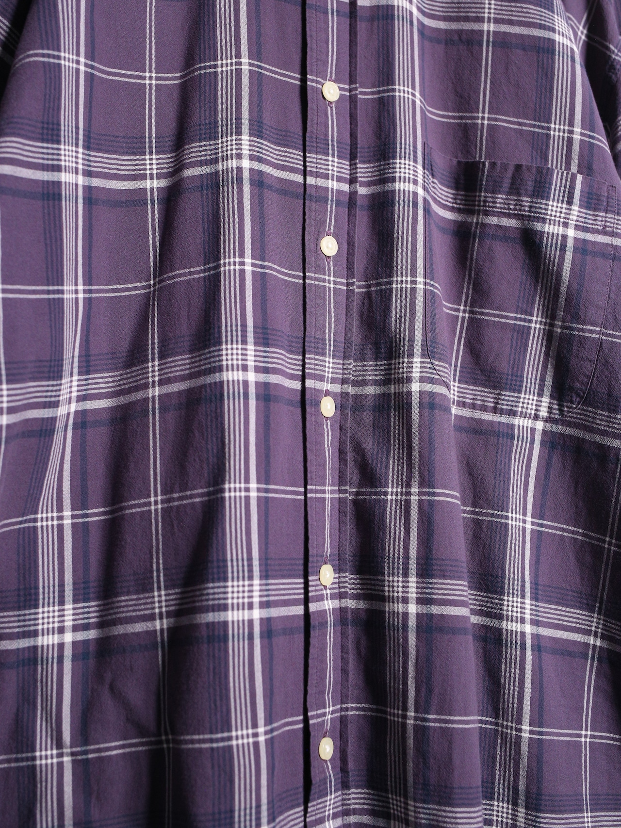"Eddie Bauer" purple color block check over silhouette s/s shirt - 10