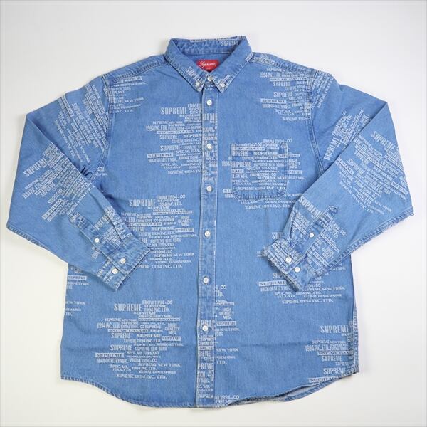 supreme dimensions logo denim shirt 青 L