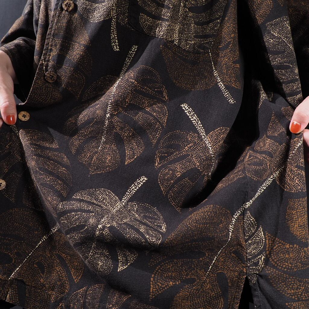 Decadent Fallen leaves full pattern Open collar ss shirt