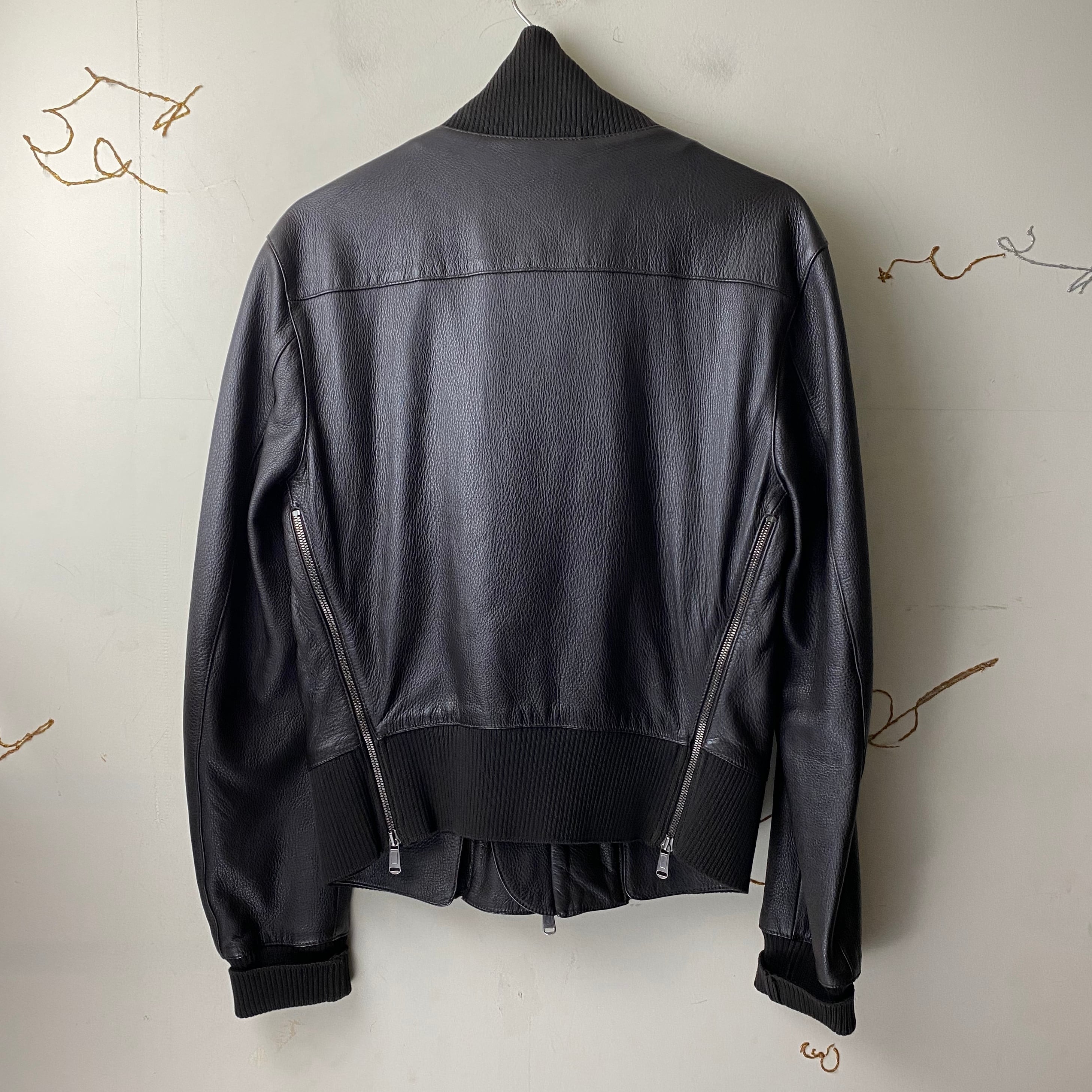 YVES SAINT LAURENT bi stefano pilati hi-neck leather jacket | NOIR 