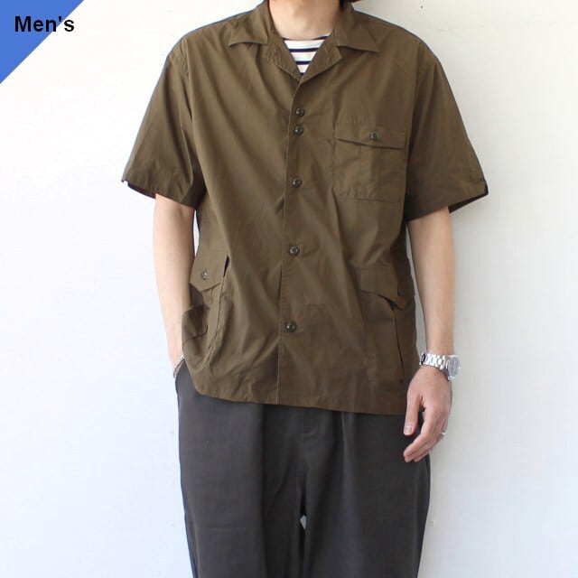 ラスト1点】Soundman スーピマタイプライターサファリシャツ ラスト1点】Soundman スーピマタイプライターサファリシャツ