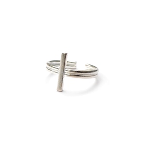 S925 CROSS DOUBLE LAYER RING SILVER