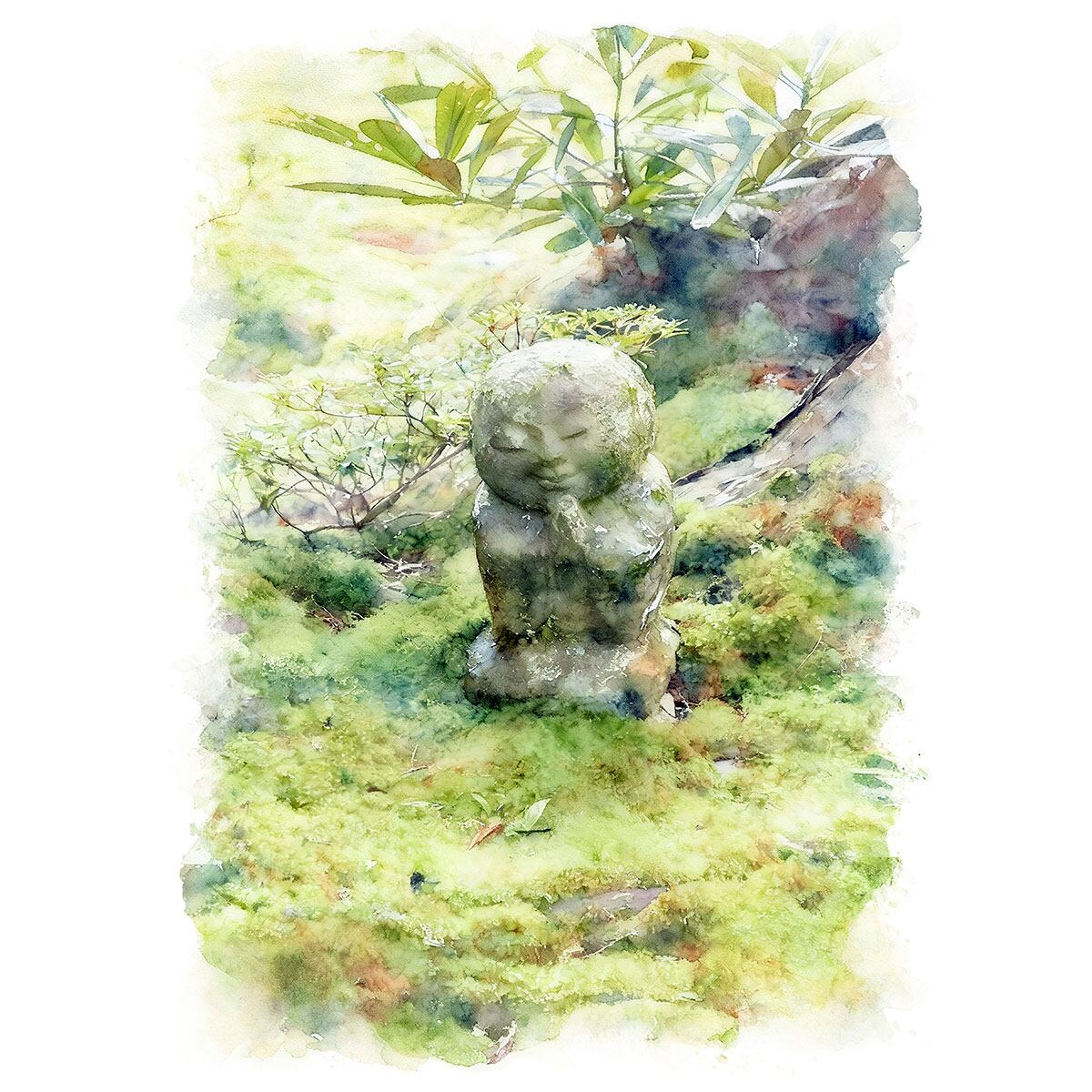 絵画(風景画) 日本 京都府 三千院 インテリアアート額付き 水彩画・油絵調 WAT1179