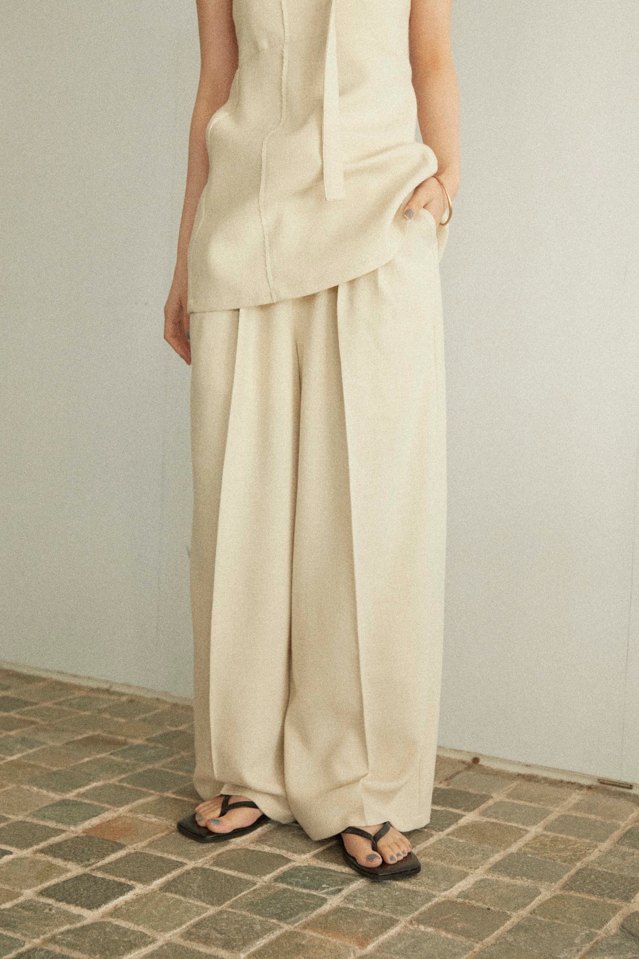 DU250501 linen like wide straight pants【T sizeあり】【Re Stock】【残り僅か】